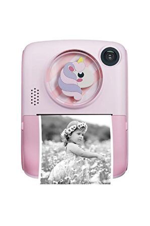 QASUL Anlık Termal Yazıcılı Dijital Çocuk Kamerası 2.0 Inç Hd 1080P Instant Photo Printer Camera Pembe