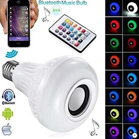 QASUL Kumandalı Rgb Renkli Hoparlörlü Led Ampul Bluetooth RGB12WE27