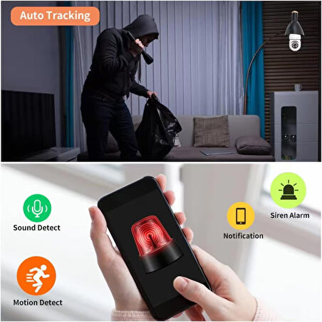 QASUL  Cmr19 Wifi 360 Panoramik Kamera Gece Görüş Ses Akıllı Hareket Algılayıcı Güvenlik Kamerası TYC00564387444