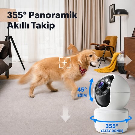 qasul Wifi Kablosuz 1080p 2.4ghz + 5ghz 360° Hareket Izleme Sesli Cctv Ağ Ev Güvenlik Mini Ip Kamera