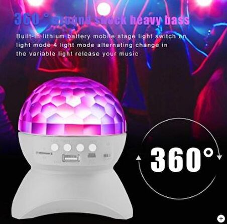 QASUL L740 Disko Topu Led Işıklı Şarjlı Bluetooth Hoparlör Disco Speaker Aux/fm/tf Card