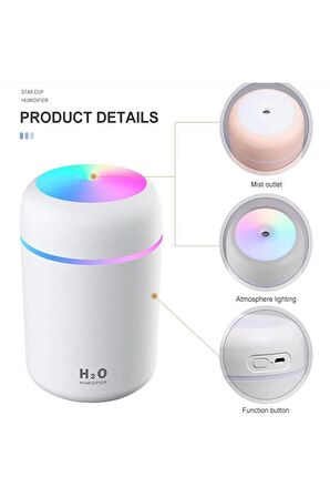 QASUL  Humidifier 300 ml Ulrasonik Hava Nemlendirici Buhar Makinesi Ve Aroma Difüzörü Hava h20 nemlendirici