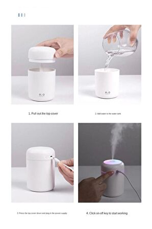 QASUL  Humidifier 300 ml Ulrasonik Hava Nemlendirici Buhar Makinesi Ve Aroma Difüzörü Hava h20 nemlendirici