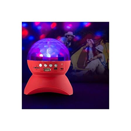 QASUL Dönen Işıklı Disko Topu Mp3 Usb Çalar Speaker Bluetooth Hoparlör