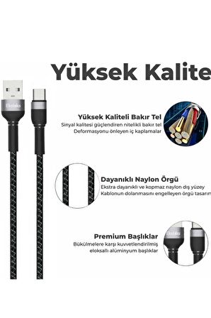 qasul Yeni Nesil Samsung Girişli Hasır Örgü Tasarım Dayanıklı Kopmaz Bükülmez Şarj Kablosu Şarjkablosuiphone-samsun-