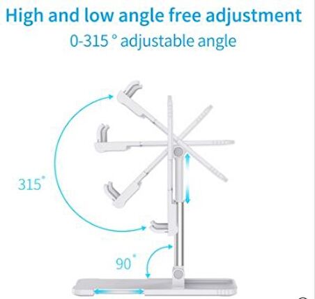 QASUL Masaüstü Telefon Ve Tablet Tutucu -metal Uçlu Katlanıp Uzatma