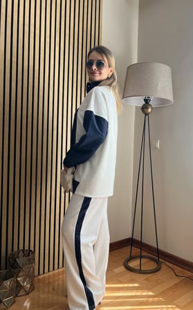 Luna Premium Oversize Fermuarlı Tesettür Uyumlu İkili Takım - Rahat Kalıp Pantolonlu Kadın Takımı