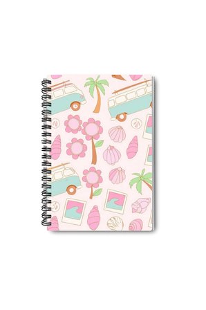 Pastel Retro Temalı Tasarım Tel Spiralli A5 Çizgisiz 4'lü Hatıra, Anı, Okul Defter Seti