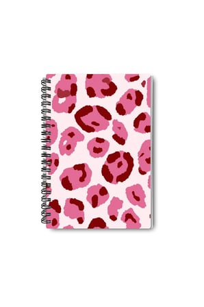 Pembe Leopar Desenli Tasarım Tel Spiralli A5 Çizgisiz 4'lü Hatıra, Anı, Okul Defter Seti