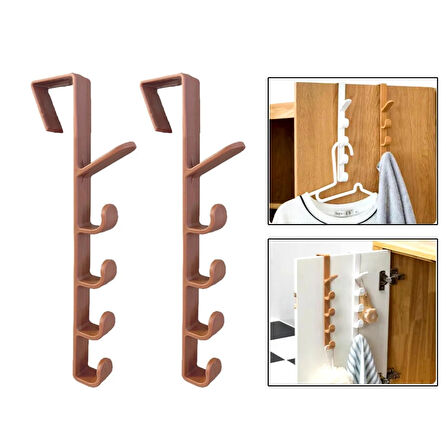 Microcase Taşınabilir Kapı Arkası Dikey 5 Kancalı Takı Eşya Çanta Şapka Kıyafet Askısı - SİYAH AL4833 2 Adet