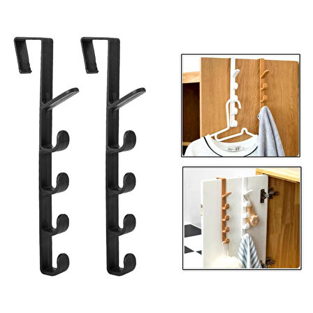 Microcase Taşınabilir Kapı Arkası Dikey 5 Kancalı Takı Eşya Çanta Şapka Kıyafet Askısı - KAHVERENGİ AL4833 2 Adet