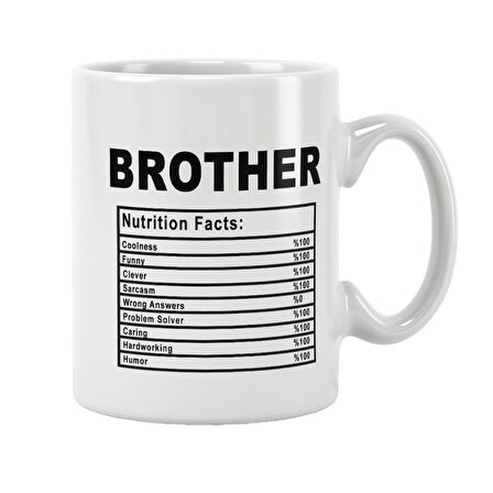 Brother Nutrition Facts Erkek Kardeş Doğum Günü Hediye Baskılı Kupa Bardak