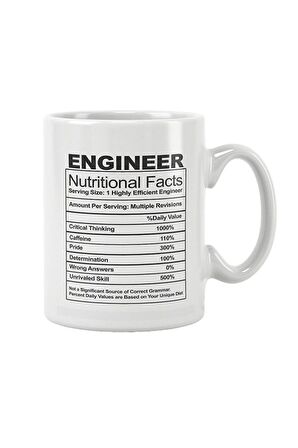 Engineer Nutrition Facts Mühendis Hediye Baskılı Kupa Bardak