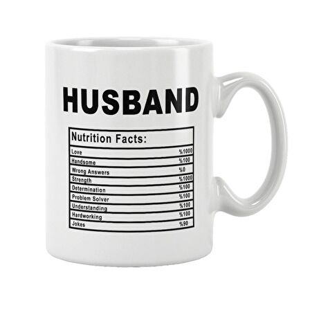 Husband Nutrition Facts Eş Sevgili Hediye Baskılı Kupa Bardak