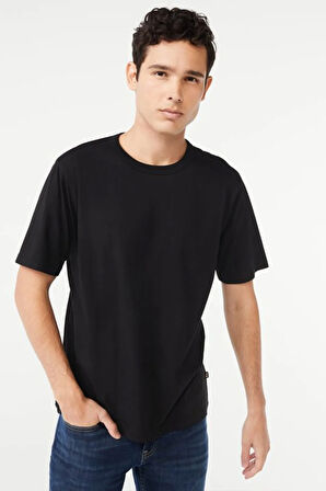 %100 Pamuklu Siyah Basic Erkek T-Shirt