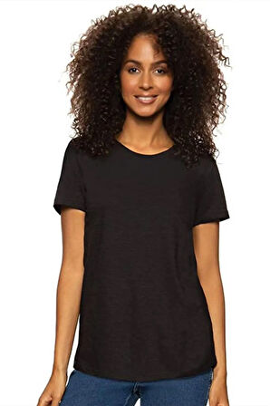 Regular Fit Günlük Siyah Kadın T-Shirt