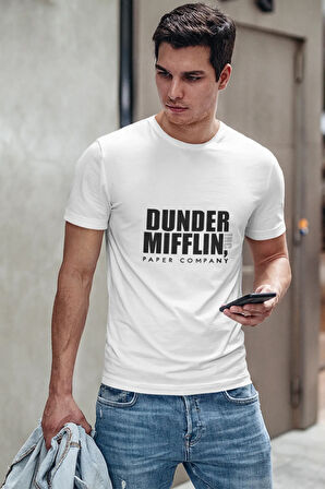 Dunder Mifflin The Office Baskılı Unisex Beyaz Tişört