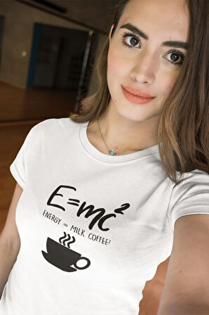 E=mc2 Eğlenceli Fizik Öğrenci Hediye Baskılı Unisex Beyaz Tişört