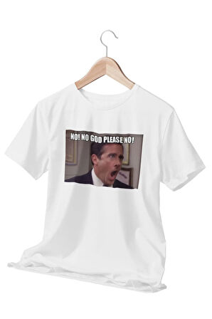 No No Got Please No! The Office Baskılı Eğlenceli Hediyelik Beyaz Unisex T-Shirt