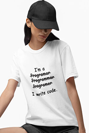 Yazılımcı Mühendis Eğlenceli Hediyelik Beyaz Unisex T-Shirt