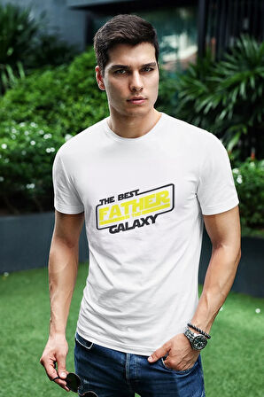 The Best Father In The Galaxy Star Wars Baskılı Babalar, Doğum Günü Hediyelik Beyaz Unisex T-Shirt