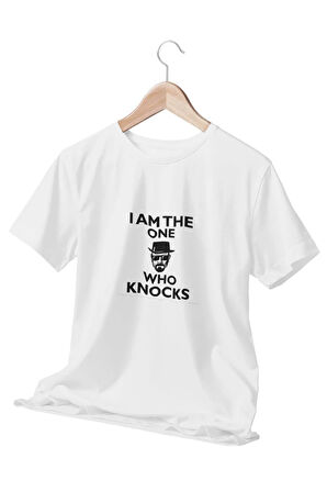 I Am The One Who Knocks Baskılı Breaking Bad Walter White Heisenberg Eğlenceli Beyaz Unisex T-Shirt