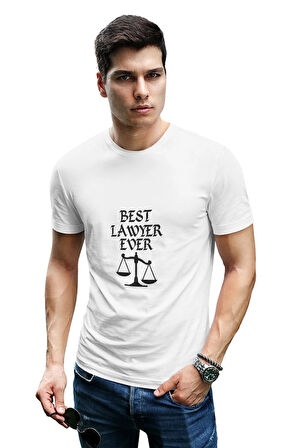 Best Lawyer Ever Baskılı Avukat Hediyelik Eğlenceli Beyaz Unisex T-Shirt