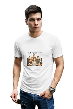 Friends Chandler Ross Joey Monica Phoebe Rachel Baskılı Hediyelik Eğlenceli Beyaz Unisex T-Shirt