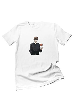 Death Note Anime Manga Baskılı Doğum Günü Hediyelik Eğlenceli Beyaz Unisex T-Shirt