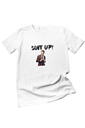 Suit Up Barney Stinson Baskılı How I Met Your Mother Hediyelik Eğlenceli Beyaz Unisex T-Shirt