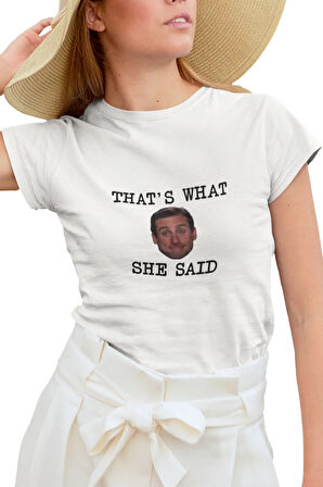 Michael Scott That's What She Said Bos Baskılı  The Office Hediyelik Eğlenceli Beyaz Unisex T-Shirt