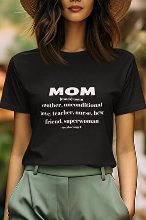 Mom Anneler Günü Anneye Hediyelik Renkli Unisex T-Shirt