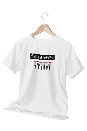 Friends Baskılı Sevgili, Eş, Özel Gün Hediye Beyaz Unisex T-Shirt No:1