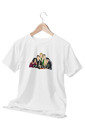 Friends Baskılı Sevgili, Eş, Özel Gün Hediye Beyaz Unisex T-Shirt No:4