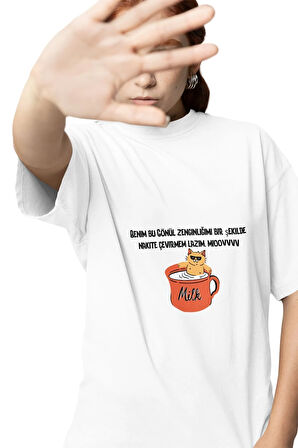 Benim Bu Gönül Zenginliğimi Bir Şekilde Nakite Çevirmem Lazım-Kedi Baskılı Eğlenceli Unisex T-Shirt