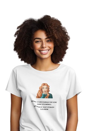 İyi Biri Olmanız Beni İlgilendirmez Baskılı Eğlenceli Giderli Hediyelik Beyaz Kadın T-Shirt