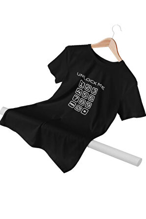 ''Unlock Me'' Baskılı Eğlenceli Unisex %100 Pamuklu T-Shirt
