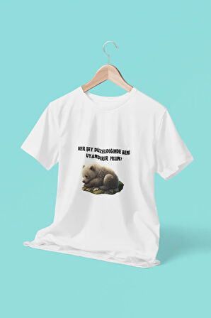 Her Şey Düzeldiğinde Beni Uyandırır Mısın Baskılı Unisex Bisiklet Yaka %100 Pamuklu T-Shirt