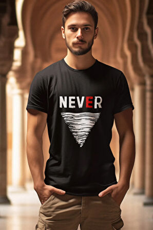 NEVER Temalı T-Shirt