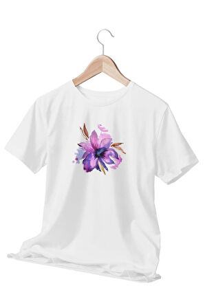Soft Renk Çiçekler Beyaz T-shirt
