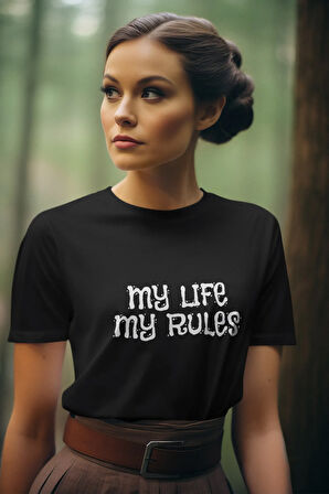Bağımsızlık Bildirisi Temalı ''MY LIFE MY RULES'' Baskılı Unisex T-Shirt