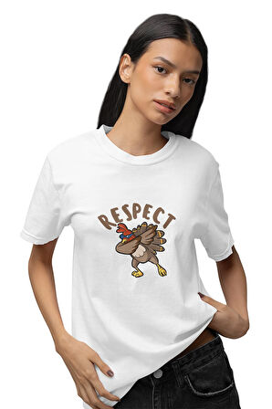 Respect Baskılı Hediyelik Eğlenceli Pamuklu Unisex T-Shirt