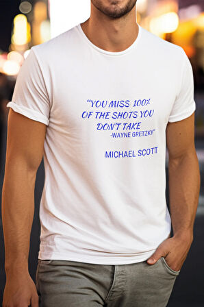 The Offıce Mıchael Scott Yazı Baskılı %100 Pamuk Hediyelik T-Shirt