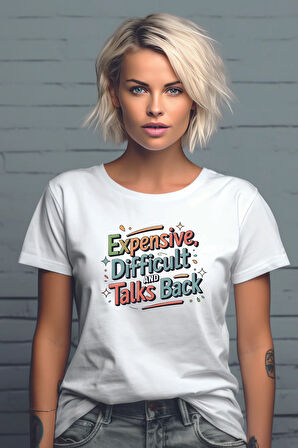 Expensive Difficult And Talks Baskılı Unisex Regular Fit Pamuklu Beyaz Tişört