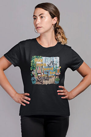 Front Porch Sittin Sweet Tea Sippin Baskılı Yaz Temalı Unisex Regular Fit Pamuklu Siyah Tişört