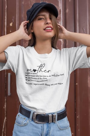 Happy Mother's Day Baskılı Anneler Günü Hediyelik Beyaz %100 Pamuklu T Shirt