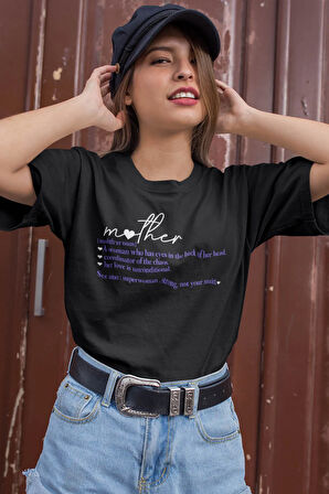 Happy Mother's Day Baskılı Anneler Günü Hediyelik Siyah %100 Pamuklu T Shirt