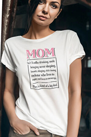 Happy Mother's Day No:2 Baskılı Anneler Günü Hediyelik Beyaz %100 Pamuklu T Shirt