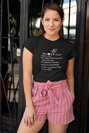Happy Mother's Day No:3 Baskılı Anneler Günü Hediyelik Siyah %100 Pamuklu T Shirt