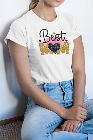 Best Mom No:2 Baskılı Anneler Günü Hediyelik Beyaz %100 Pamuklu T Shirt